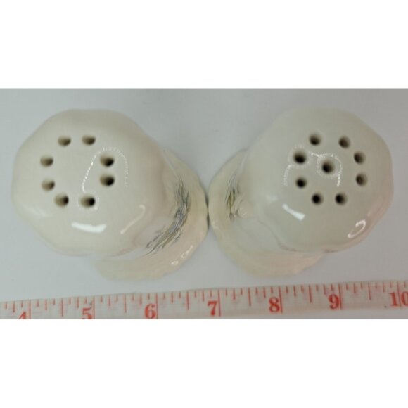 Vintage Salt and Pepper Shakers Ceramic White with Floral Motif 2 1/2" x 2" - Picture 10 of 12